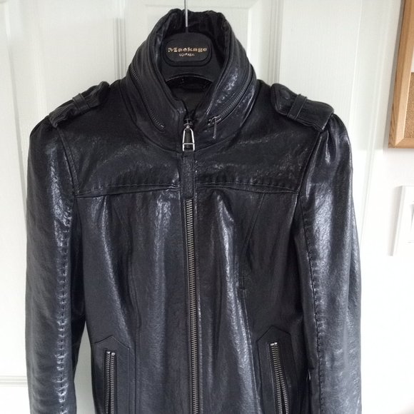 MACKAGE Nev Black Leather Jacket Coat - Picture 2 of 13